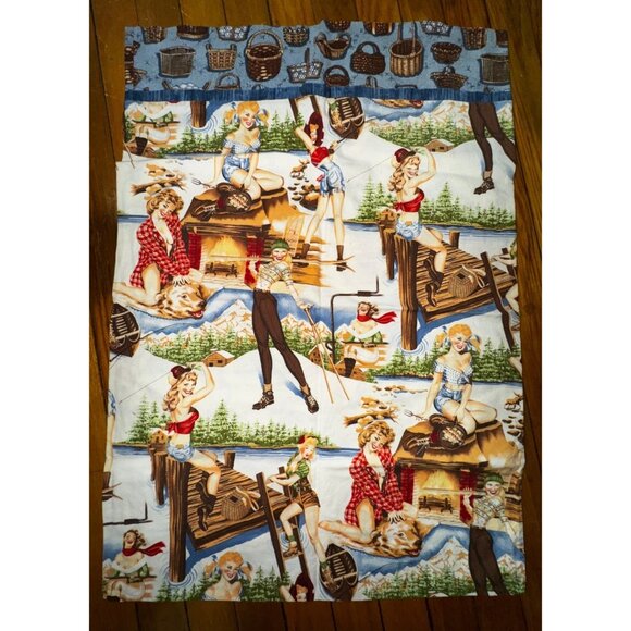 Alexander Henry The Great Outdoors Queen‎ Pillowcase Western Pinup Rockabilly - Picture 2 of 2